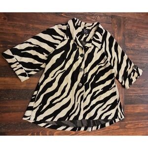 Vintage Beni Vie Zebra Jacket Wool Blend Blazer Y2K Women's Large Oversized